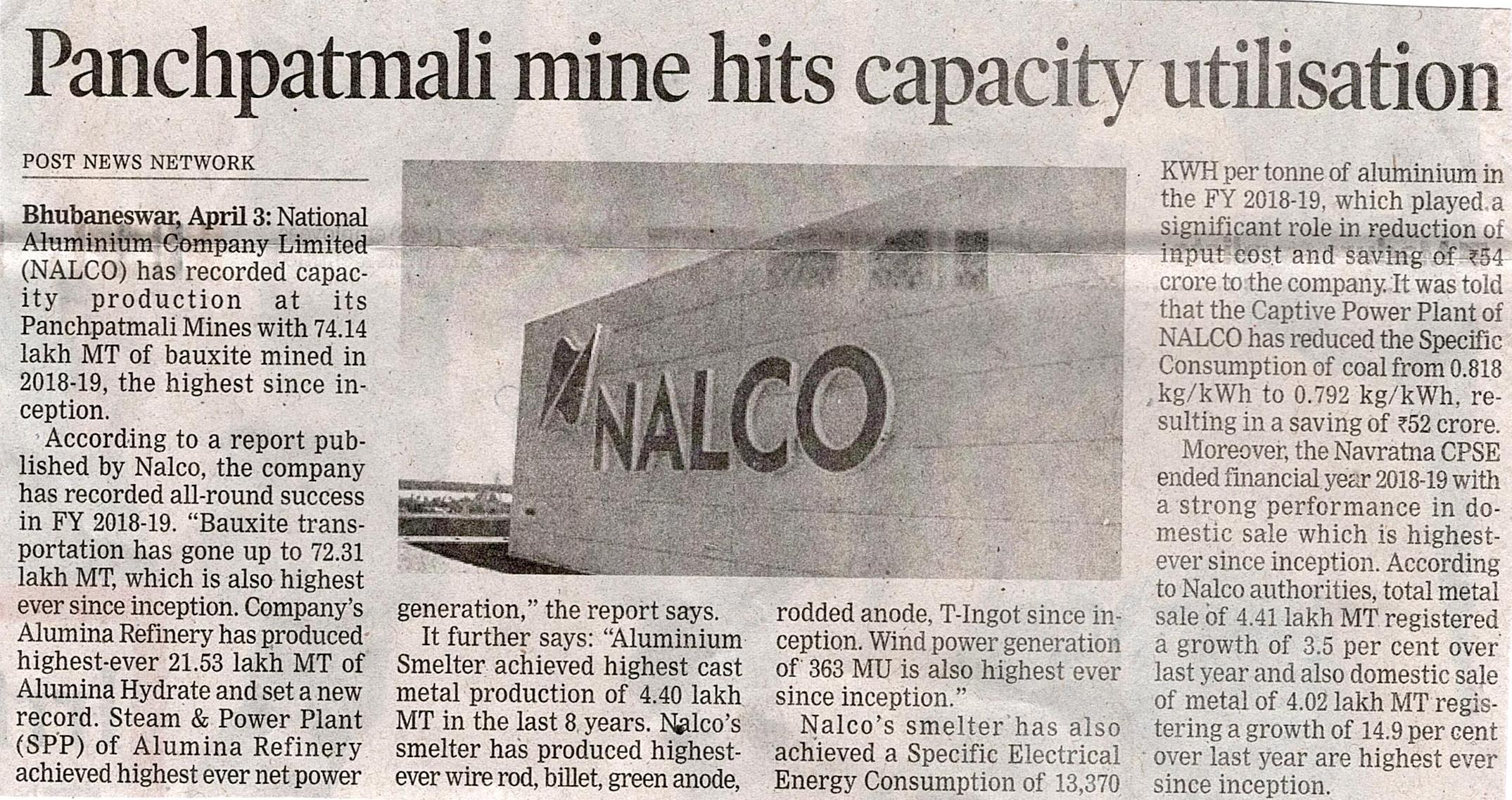 Panchpatmali mine hits capacity utilisations